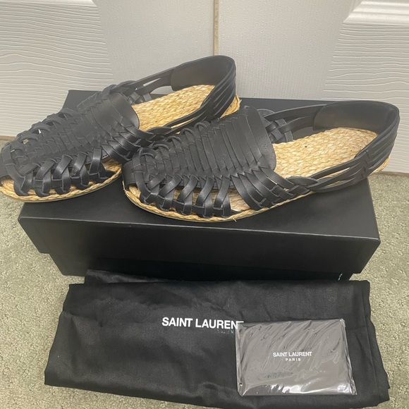 Saint Laurent raffia and leather fisherman sandals - Picture 3 of 9